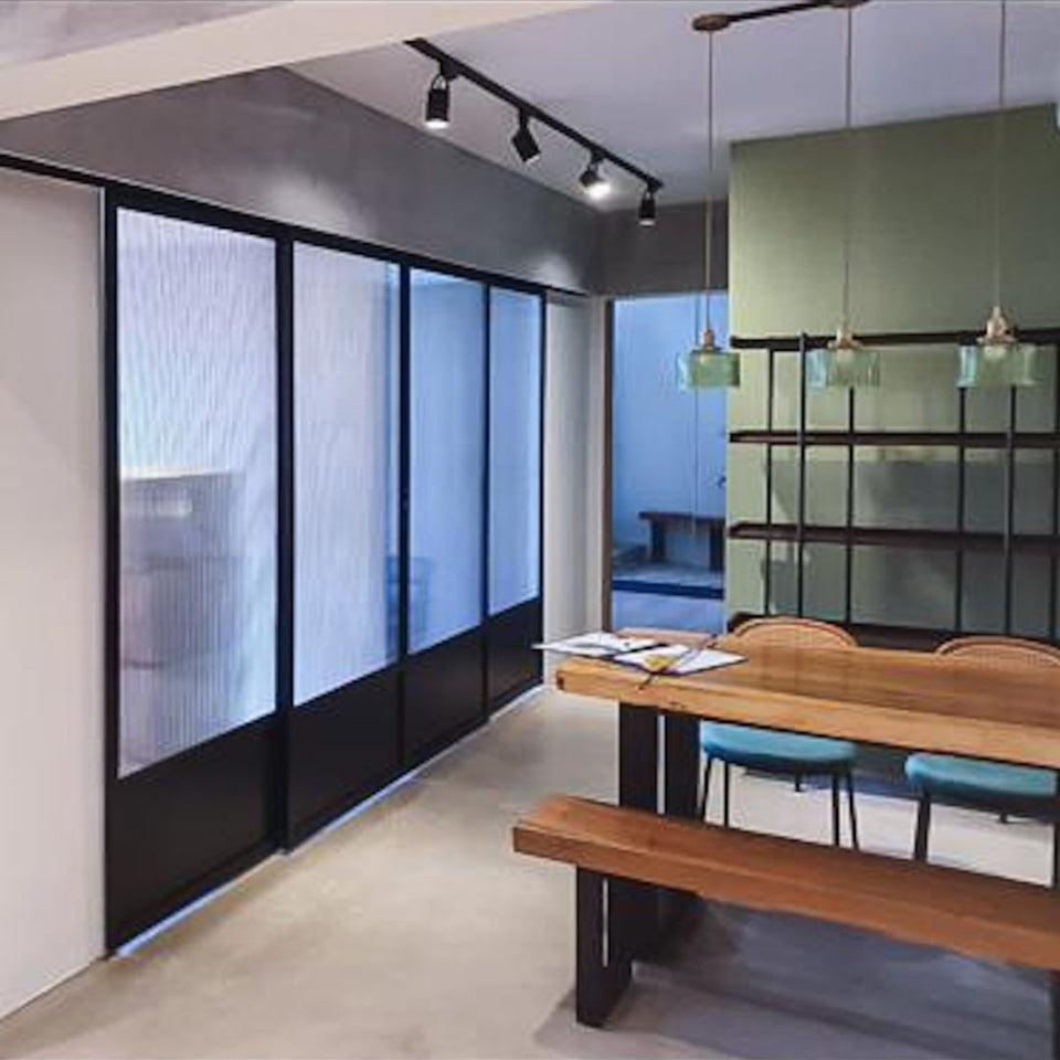 Renotalk Review on Contractory Wellmax’s Customised Mild Steel or Aluminium Powdercoated Top Track/Hung Reeded Glass Sliding Door with Bottom Plate - Renotalk on Residential & Commercial Renovation Design Ideas Singapore