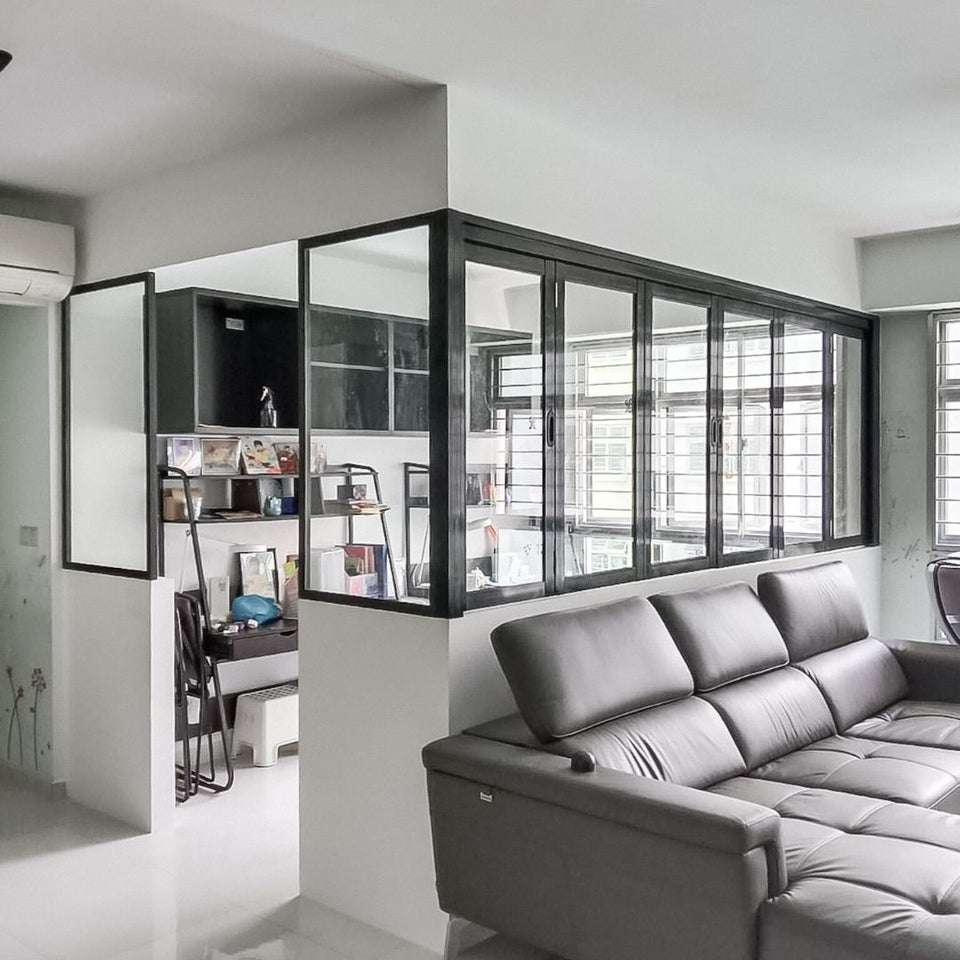 Renotalk Review on Contractor Wellmax Mild Steel or Aluminium Powder-coated Half-Height HDB Folding Windows with Clear Tempered/Float glass insert or piece - Horizontal and Vertical Lattices optional (Customised Home & Commercial Renovation Design Ideas Singapore)