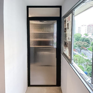 Singapore contractor Wellmax Metal Works’s customised mild steel Powdercoated Top fixed panel and bottom swing reeded glass door - customisable for HDB / Landed / Commercial Property (Renovation Design Idea - Igloohome and Samsung Digital Lock Bundle available)
